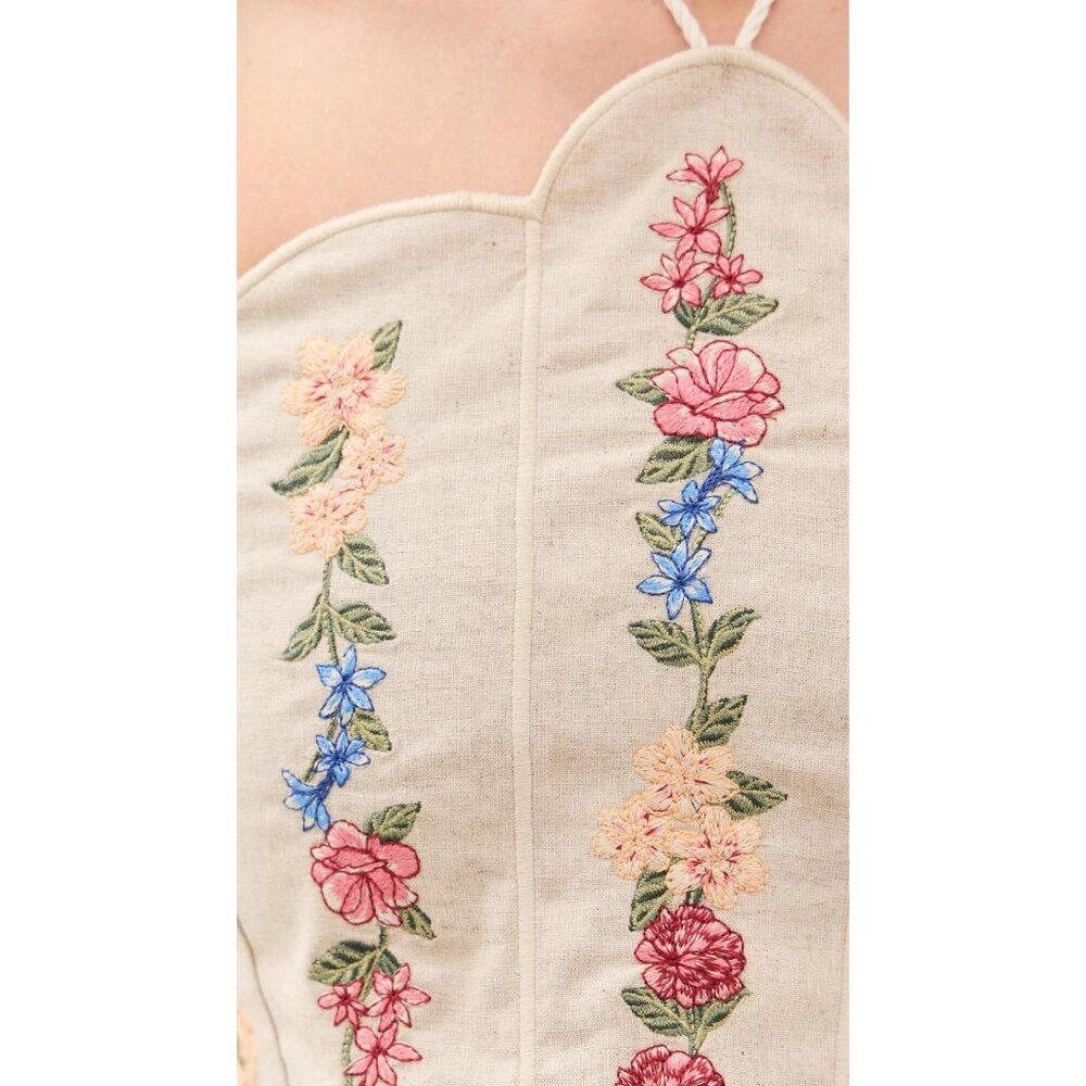 NWT Agua Bendita Womens Serenity Linen Blend Crop Halter Top 17057 Blush Brown L - Picture 6 of 12